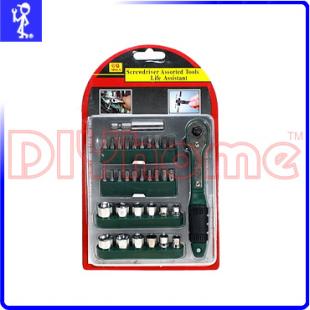 Ｌ型棘輪起子套筒組 多功能 34PCS