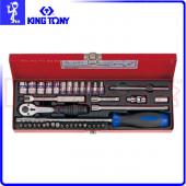 KING TONY 2540MR 六角套筒板手組 1/4 公制 二分 ...