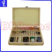 電動刻磨機用帶柄先端耗材配件組100件木盒裝(研磨.拋光.切割.修邊)