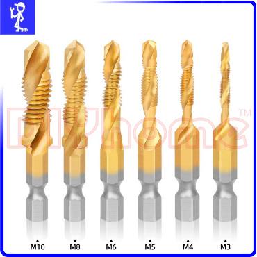 高速鋼鍍鈦絲攻開孔鉆頭 6支組