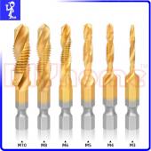 高速鋼鍍鈦絲攻開孔鉆頭 6支組